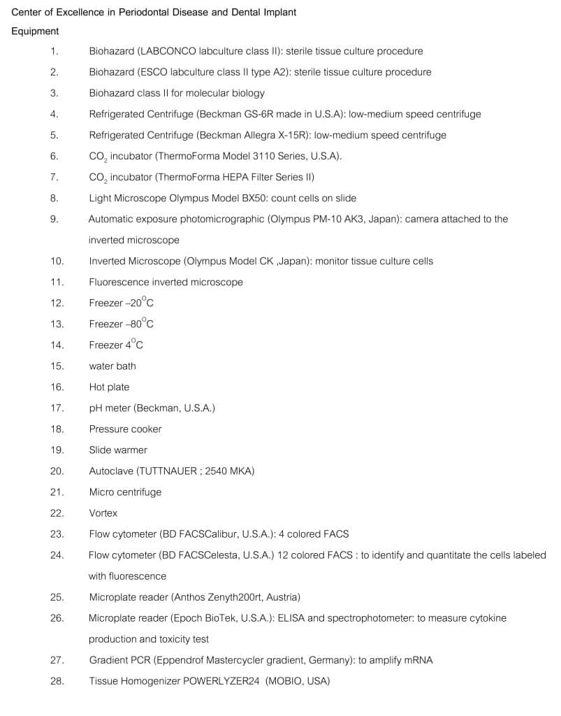 Equipment 1 คณะทันตแพทยศาสตร์ จุฬาลงกรณ์มหาวิทยาลัย