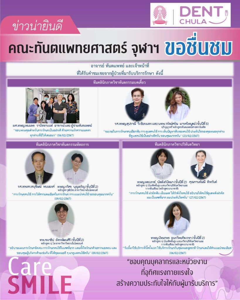 ชมเชยบุคลากร กพ 67 01 คณะทันตแพทยศาสตร์ จุฬาลงกรณ์มหาวิทยาลัย