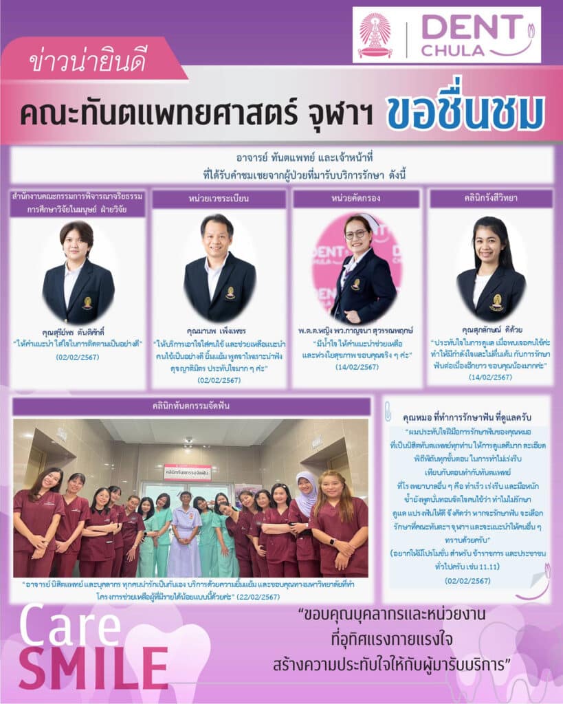 ชมเชยบุคลากร กพ 67 03 คณะทันตแพทยศาสตร์ จุฬาลงกรณ์มหาวิทยาลัย