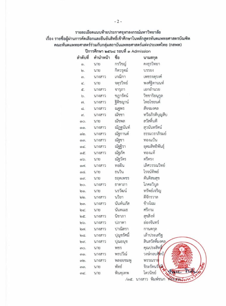 TCAS68 3 page 2 คณะทันตแพทยศาสตร์ จุฬาลงกรณ์มหาวิทยาลัย