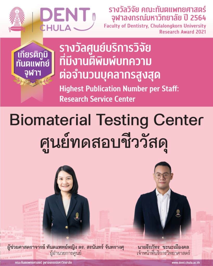 รางวัลวิจัยประจำปี 2564 4 คณะทันตแพทยศาสตร์ จุฬาลงกรณ์มหาวิทยาลัย