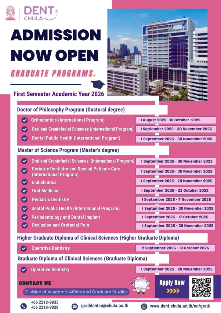 Poster Grad Admission 2026 EN Faculty of Dentistry, Chulalongkorn University