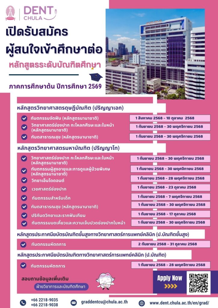 Poster Grad Admission 2026 TH คณะทันตแพทยศาสตร์ จุฬาลงกรณ์มหาวิทยาลัย
