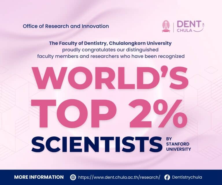 คณาจารย์และนักวิจัย คณะทันตแพทยศาสตร์ จุฬาฯ ติดอันดับ World’s Top 2% Scientists