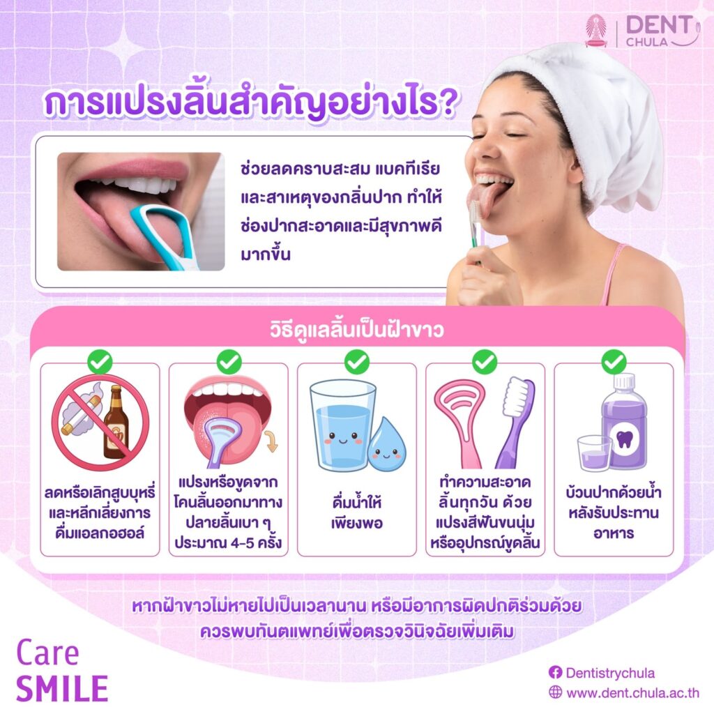 ลิ้น สามารถบอกความสะอาดของช่องปากได้ 2 คณะทันตแพทยศาสตร์ จุฬาลงกรณ์มหาวิทยาลัย