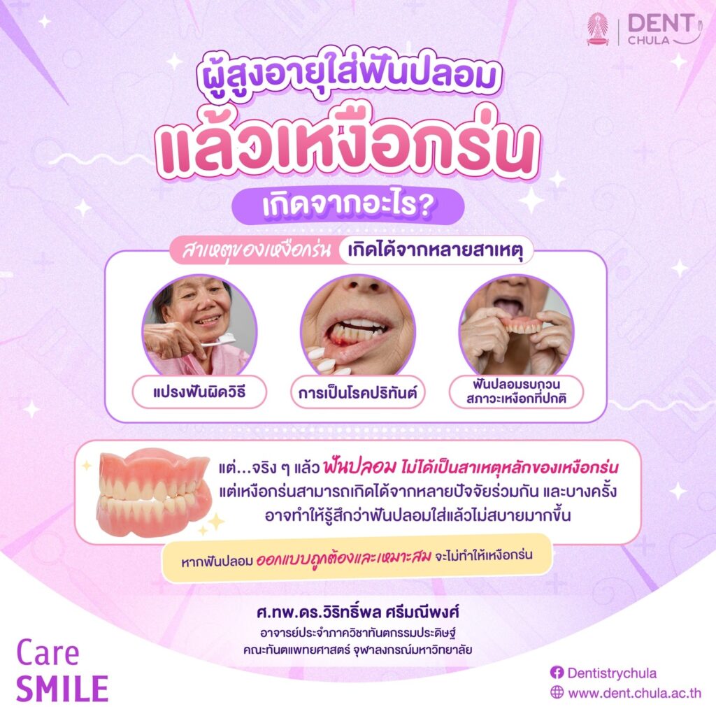 ใส่ฟันปลอมแล้วเหงือกร่น เกิดจากอะไร คณะทันตแพทยศาสตร์ จุฬาลงกรณ์มหาวิทยาลัย
