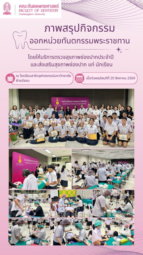 สรุปกิจกรรม สาธิต มัธยม 20 สค 69 0 คณะทันตแพทยศาสตร์ จุฬาลงกรณ์มหาวิทยาลัย