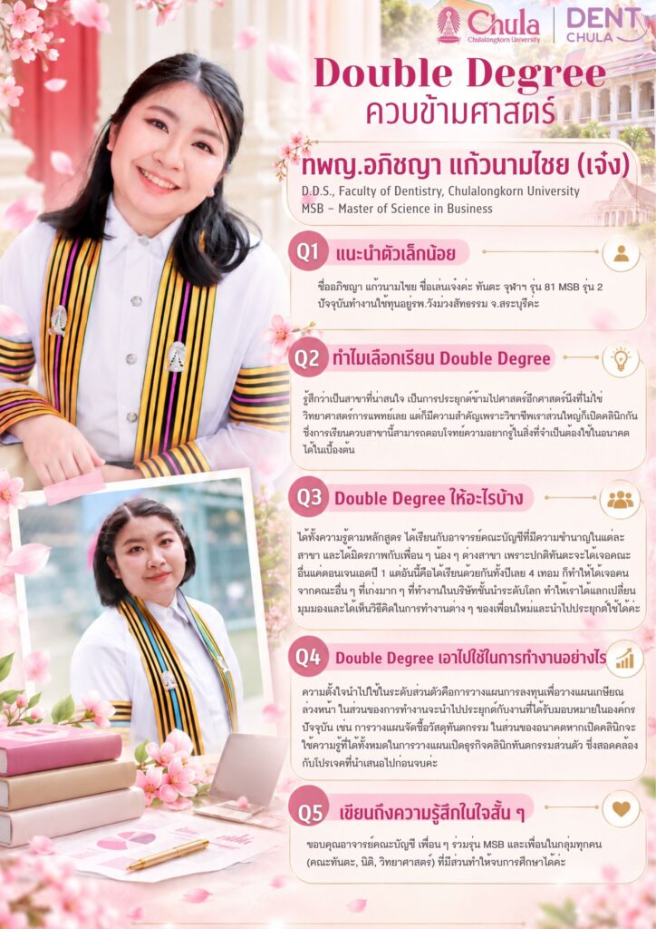 05 Double Degree คณะทันตแพทยศาสตร์ จุฬาลงกรณ์มหาวิทยาลัย